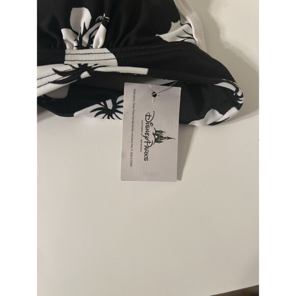 Disney Black And White Hibiscus Halter Bikini Top Size Small Nwt - Picture 3 of 5